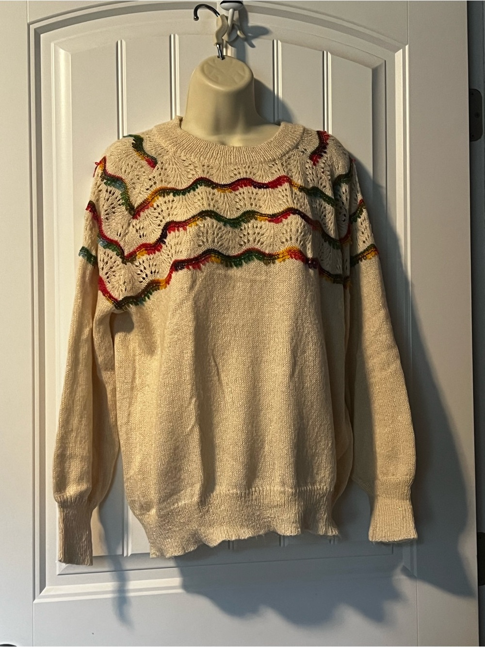 And The Why Sweater Size M/L Cream Wavy Striped